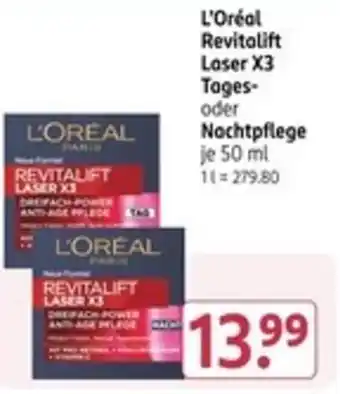 Rossmann L'Oréal Revitalift Laser X3 Tages- oder Nachtpflege Angebot