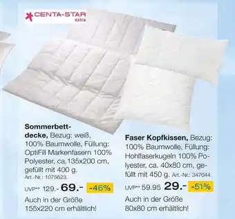 Möbel Inhofer Centa-star sommerbettdecke oder kopfkissen Angebot