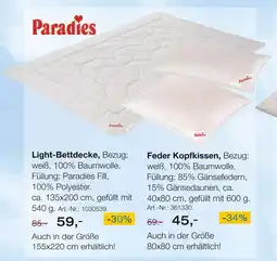 Möbel Inhofer Paradies light-bettdecke oder feder kopfkissen Angebot