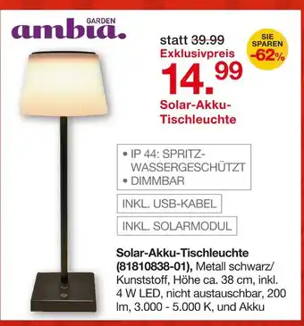 Möbelzentrum Pforzheim Ambia garden solar-akku-tischleuchte Angebot