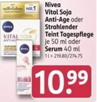 Rossmann Nivea Vital Soja Anti-Age oder Strahlender Teint Tagespflege oder Serum Angebot