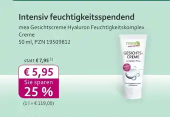 Mea Mea gesichtscreme hyaluron feuchtigkeitskomplex creme Angebot