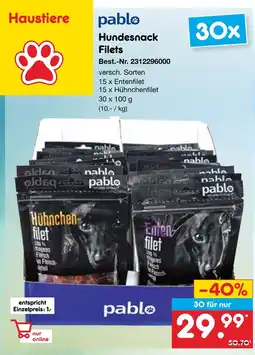 Netto Marken-Discount Pablo hundesnack filets Angebot