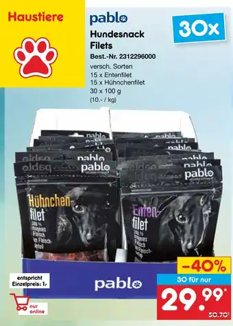 Netto Marken-Discount Pablo hundesnack filets Angebot