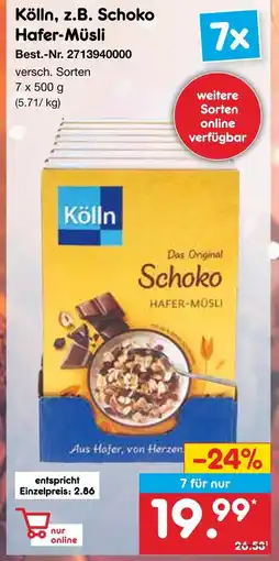 Netto Marken-Discount Kölln schoko hafer-müsli Angebot
