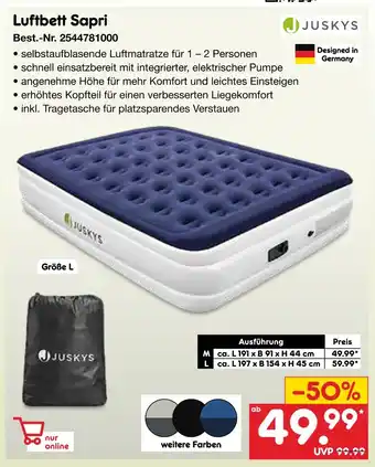 Netto Marken-Discount Juskys luftbett sapri Angebot
