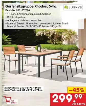 Netto Marken-Discount Juskys gartensitzgruppe rhodos, 5-tlg Angebot