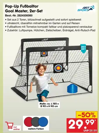 Netto Marken-Discount Art sport pop-up fußballtor goal master, 2er-set Angebot