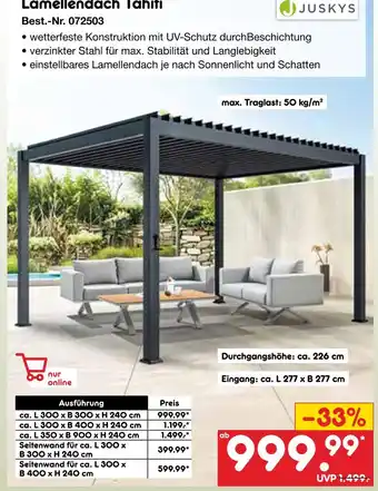 Netto Marken-Discount Juskys lamellendach tahiti Angebot