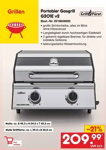 Netto Marken-Discount Grillfürst portabler gasgrill g201e v2 Angebot