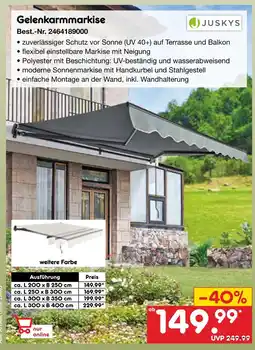 Netto Marken-Discount Juskys gelenkarmmarkise Angebot