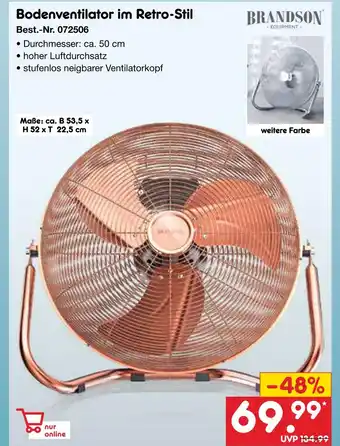 Netto Marken-Discount Brandson bodenventilator im retro-stil Angebot