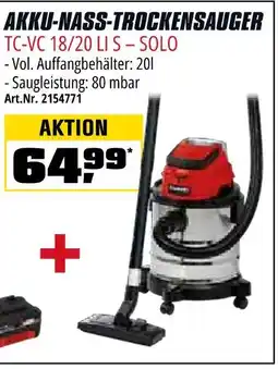 OBI Einhell akku-nass-trockensauger tc-vc 18/20 li s – solo Angebot