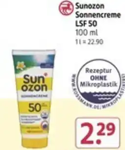 Rossmann Sunozon Sonnencreme LSF 50 Angebot