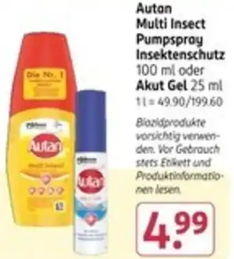 Rossmann Auton Multi Insect Pumpspray Insektenschutz oder Akut Gel Angebot