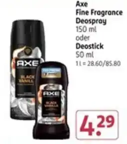 Rossmann Axe Fine Fragrance Deospray oder Deostick Angebot