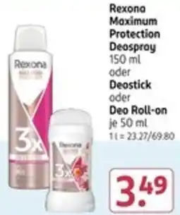 Rossmann Rexona Maximum Protection Deospray oder Deostick oder Deo Roll-on Angebot