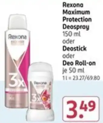 Rossmann Rexona Maximum Protection Deospray oder Deostick oder Deo Roll-on Angebot