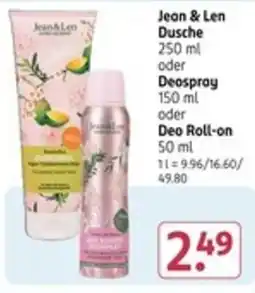 Rossmann Jean & Len Dusche oder Deospray oder Deo Roll-on Angebot