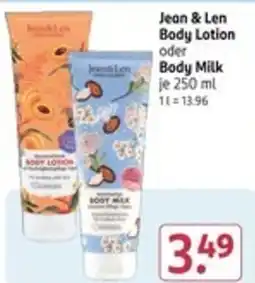 Rossmann Jean & Len Body Lotion oder Body Milk Angebot