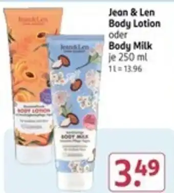 Rossmann Jean & Len Body Lotion oder Body Milk Angebot