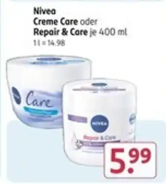 Rossmann Nivea Creme Care oder Repair & Care Angebot