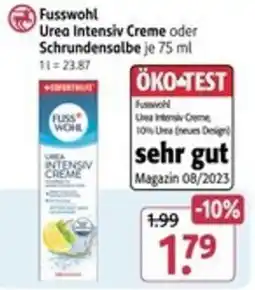 Rossmann Fusswohl Urea Intensiv Creme oder Schrundensalbe Angebot