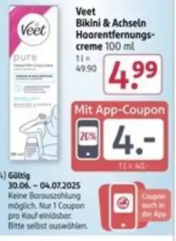 Rossmann Veet Bikini & Achseln Haarentfernungscreme Angebot