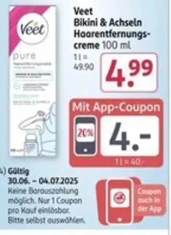 Rossmann Veet Bikini & Achseln Haarentfernungscreme Angebot