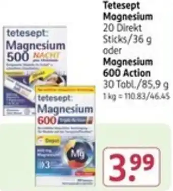 Rossmann Tetesept Magnesium oder Magnesium 600 Action Angebot