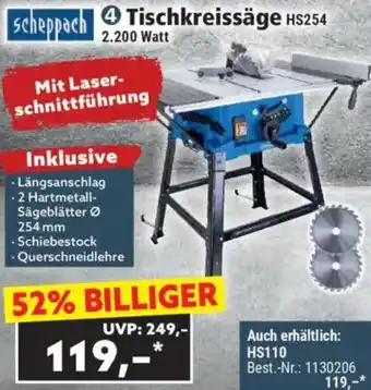 Norma Scheppach Tischkreissäge HS254 Angebot