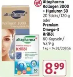 Rossmann altapharma Kollagen 3000 + Hyaluron 50 oder Premium Omega-3 Krillöl Angebot