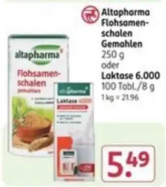 Rossmann altapharma Flohsamenschalen Gemahlen oder Laktase 6.000 Angebot
