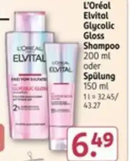 Rossmann L'Oréal Elvital Glycolic Gloss Shampoo oder Spülung Angebot