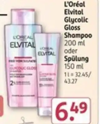 Rossmann L'Oréal Elvital Glycolic Gloss Shampoo oder Spülung Angebot