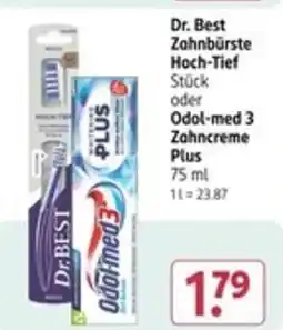 Rossmann Dr. Best Zahnbürste Hoch-Tief Stück oder Odol-med 3 Zahncreme Plus Angebot