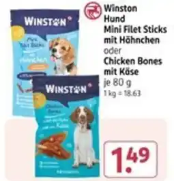 Rossmann Winston Hund Mini Filet Sticks mit Hähnchen oder Chicken Bones mit Kase Angebot