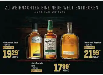 METRO Jack Daniel's Rye, Gentleman Jack Oder Woodford Reserve Angebot