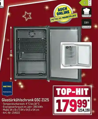 METRO Metro Professional Glastürkühlschrank Gsc2125 Angebot