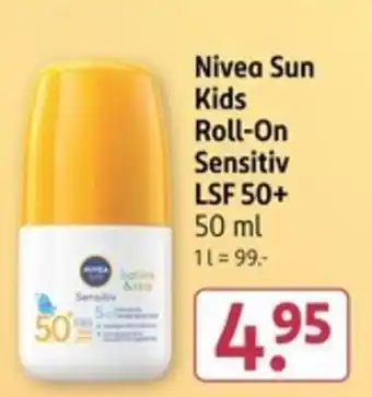 Rossmann Nivea Sun Kids Roll-On Sensitiv LSF 50+ Angebot