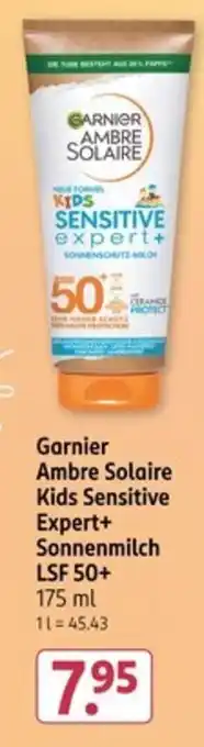 Rossmann Garnier Ambre Solaire Kids Sensitive Expert+ Sonnenmilch LSF 50+ Angebot