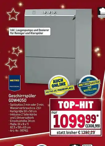 METRO Metro Professional Geschirrspüler Gdw4050 Angebot