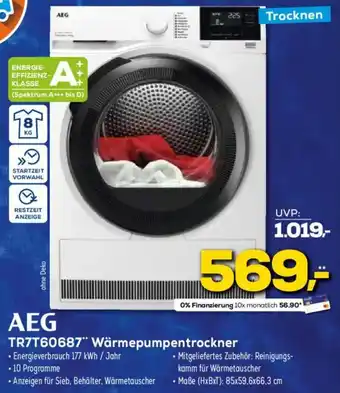 Euronics AEG TR7T60687" Wärmepumpentrockner Angebot