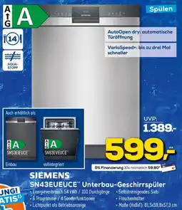 Euronics SIEMENS SN43EUEUCE" Unterbau-Geschirrspüler Angebot