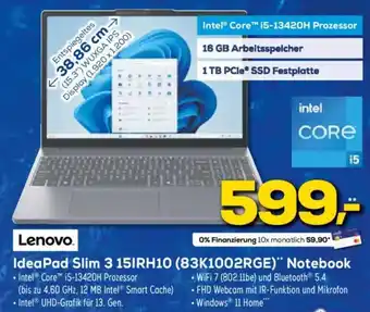 Euronics Lenovo IdeaPad Slim 3 15IRH10 (83K1002RGE)" Notebook Angebot