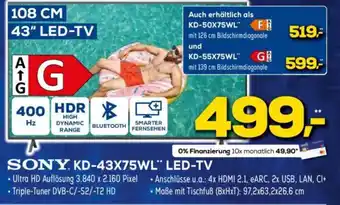 Euronics SONY KD-43X75WL" LED-TV Angebot