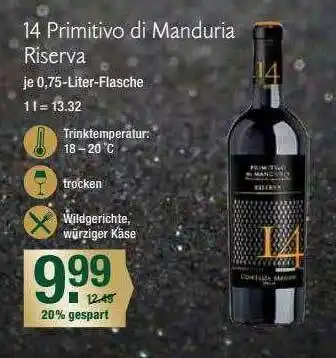 V Markt 14 Primitivo Di Manduria Riserva Angebot