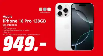 MediaMarkt Apple iphone 16 pro 128gb Angebot
