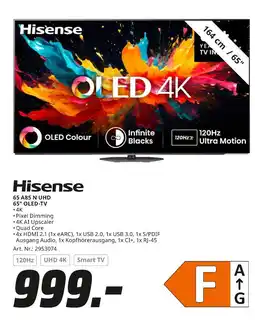 MediaMarkt Hisense 65 a85 n uhd 65 oled-tv Angebot