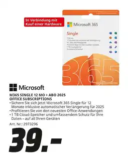 MediaMarkt Microsoft m365 single 12 mo + abo 2025 Angebot
